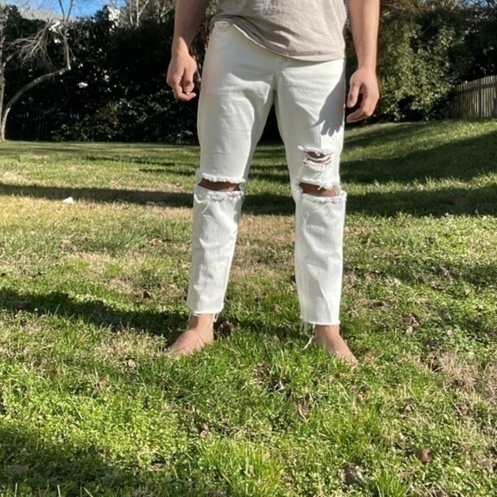 H&M Distressed White Jeans